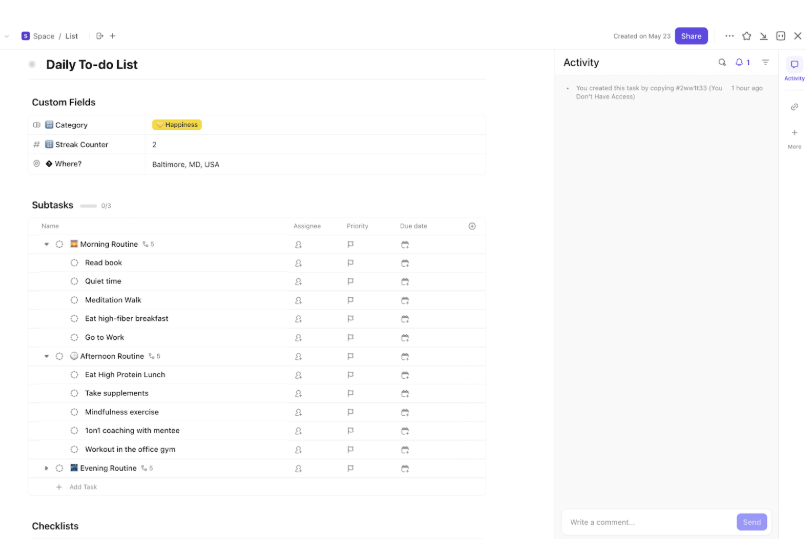 ClickUp Daily To-Do List Template