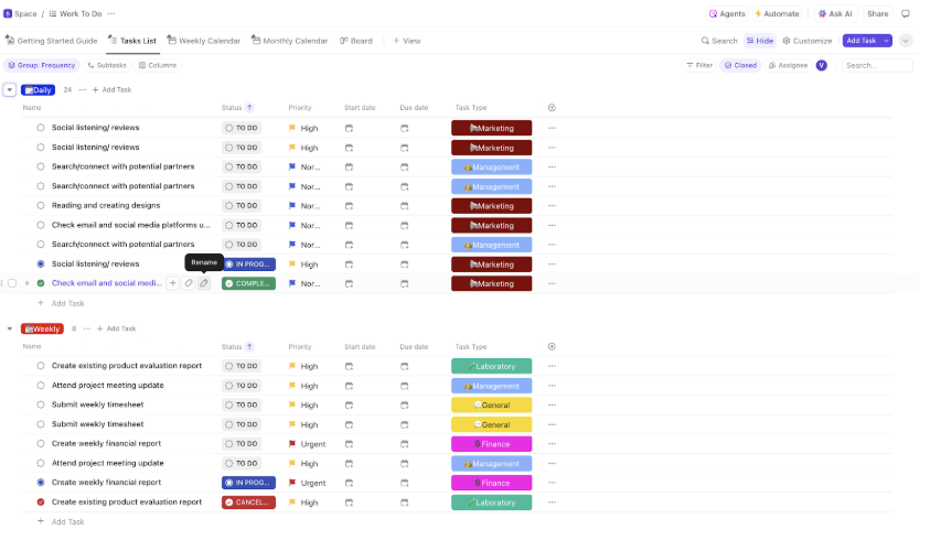 ClickUp Work To-Do List Template