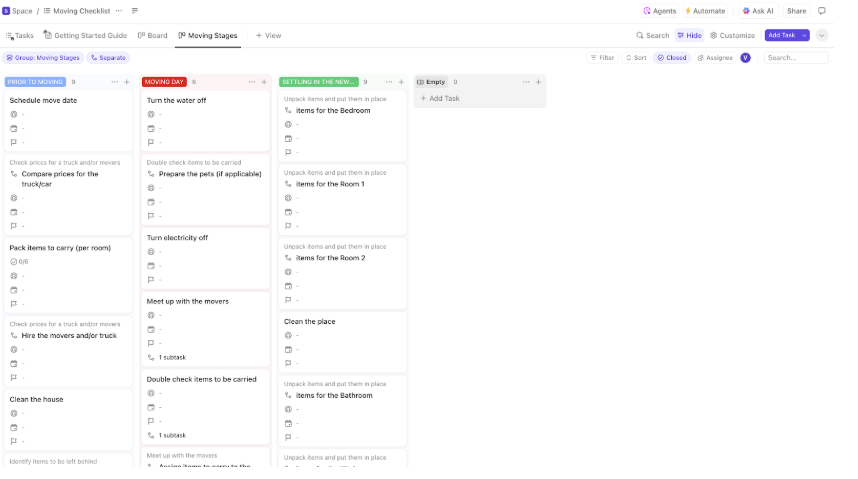 ClickUp Moving To-Do List Template : notion to do list templates
