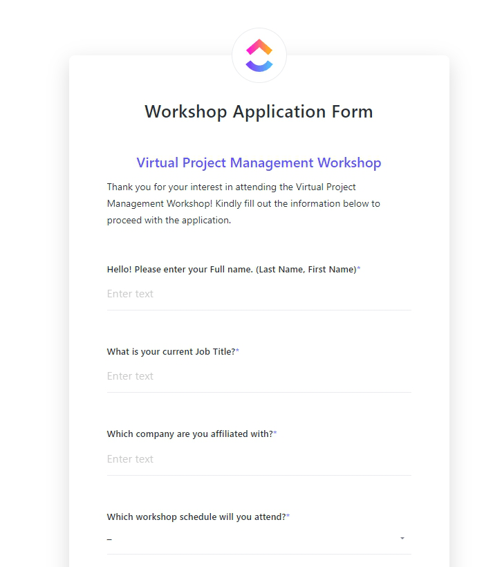 Application Form Template  ; design thinking workshop template