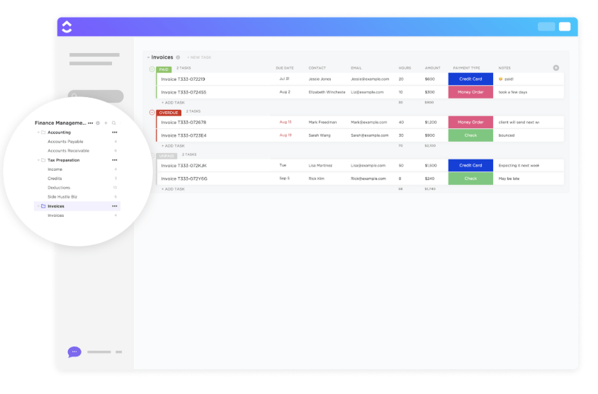ClickUp Invoice Tracking Template : hotel receipt template