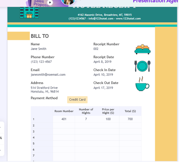 Hotel Receipt Template by Jotform ; hotel receipt template