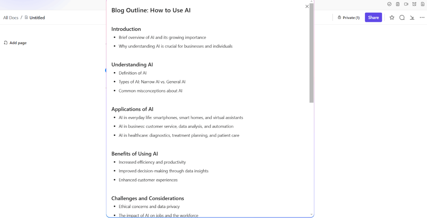 Review selected text with AI in ClickUp Docs: ClickUp vs Amplenote