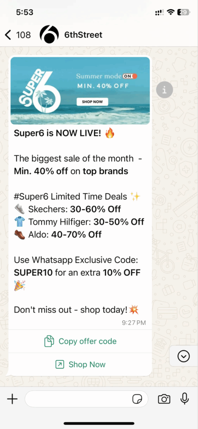 6thStreet : WhatsApp Business Marketing