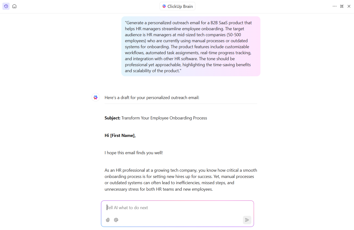 ClickUp Brain: Client Prospecting