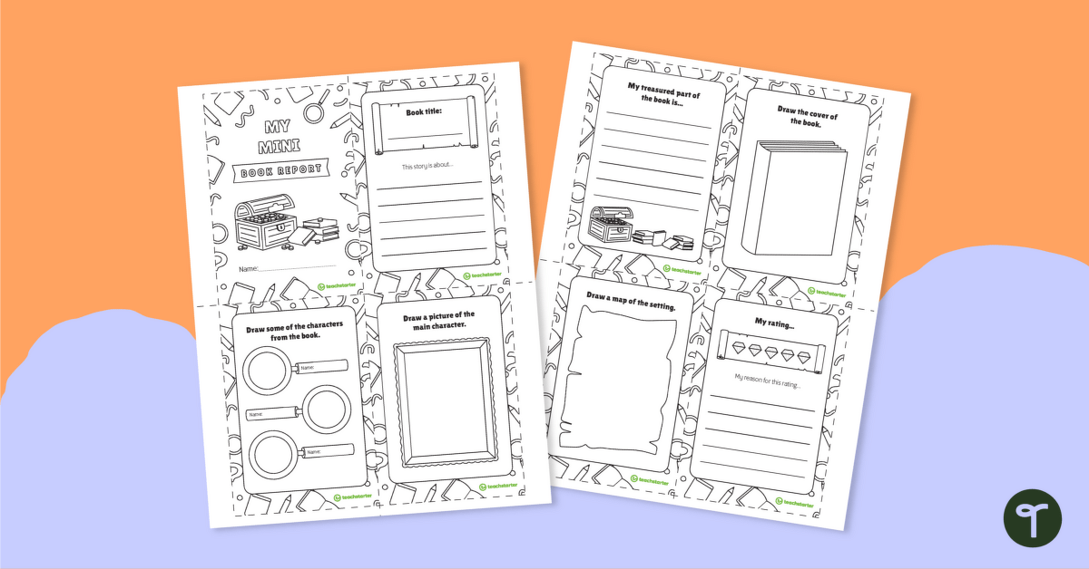 Mini Book Report Template by Teach Starter