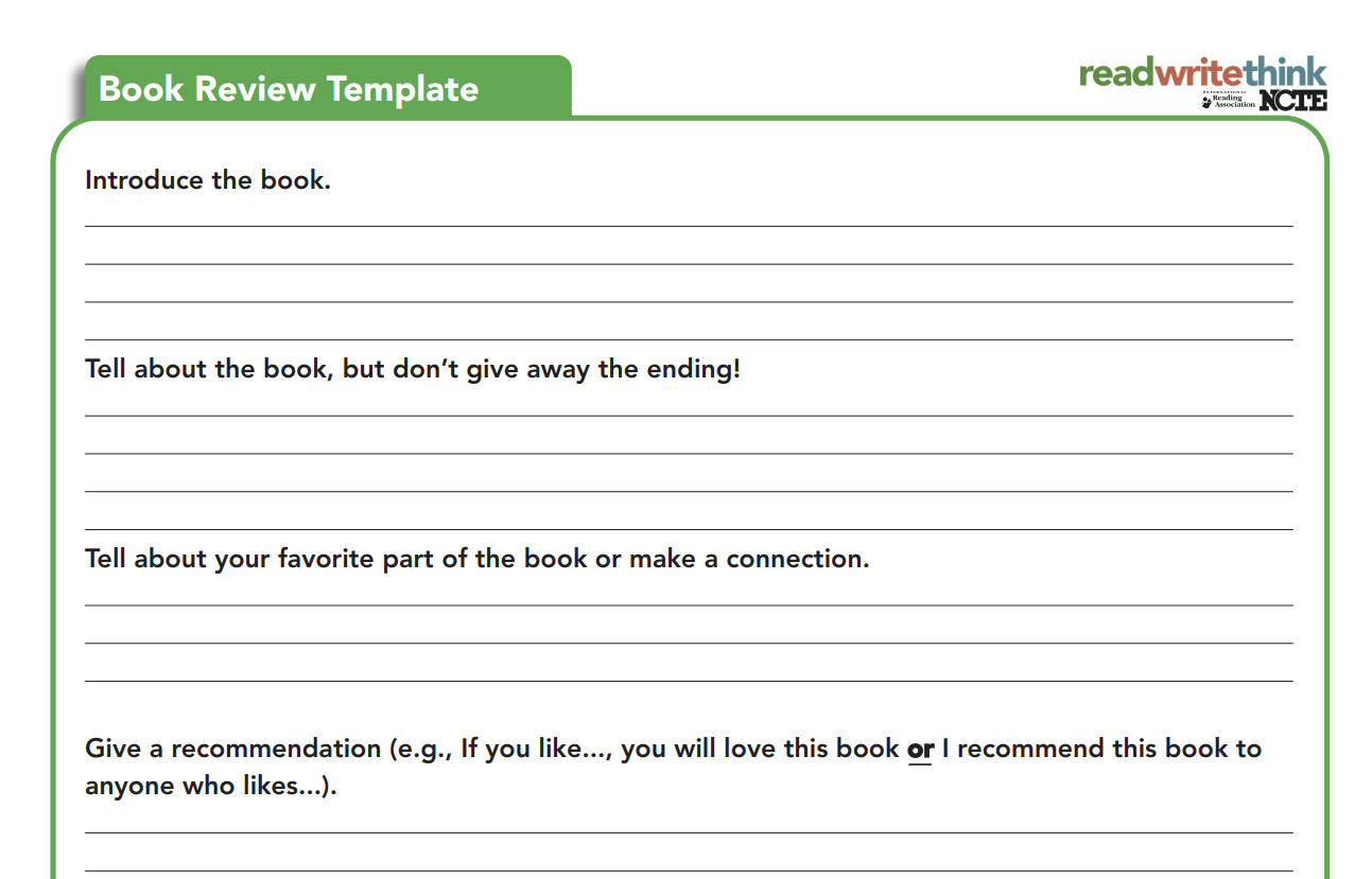 Book Review Template by Read Write Think