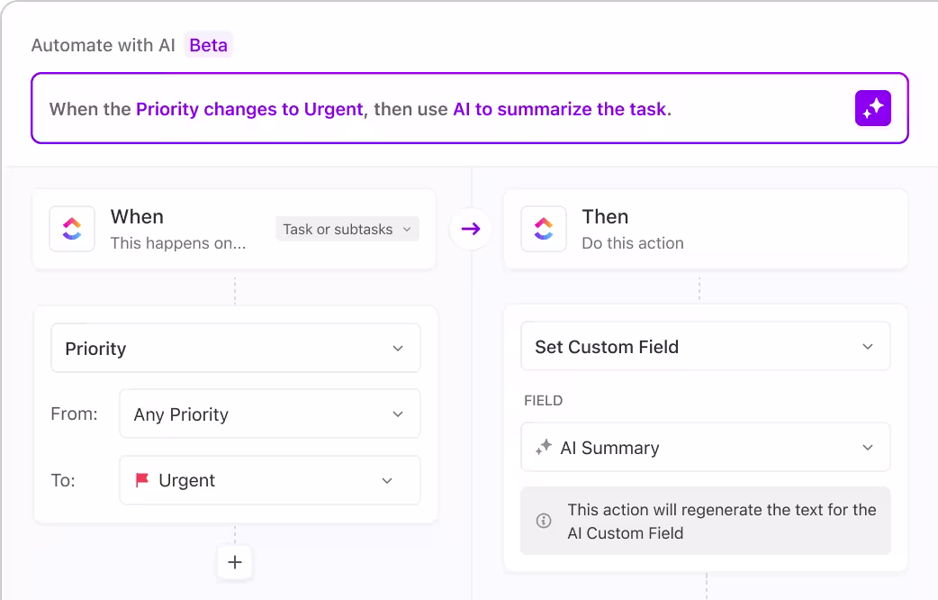 ClickUp Automations dapat membantu mengimplementasikan tugas-tugas berulang bahkan dengan templat
