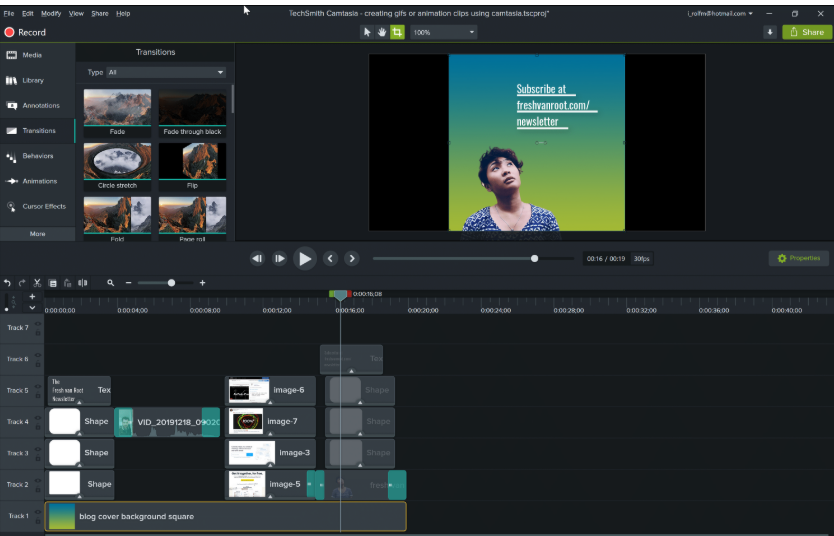 Camtasia Dashboard