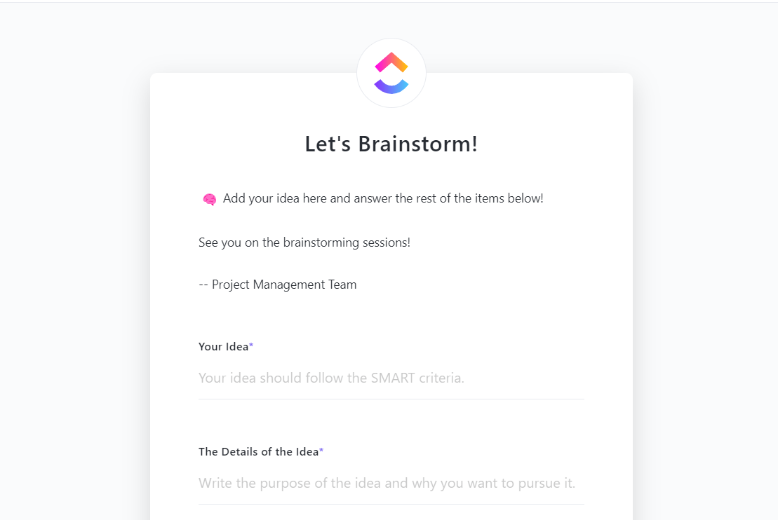 ClickUp Brainstorm Ideas Template