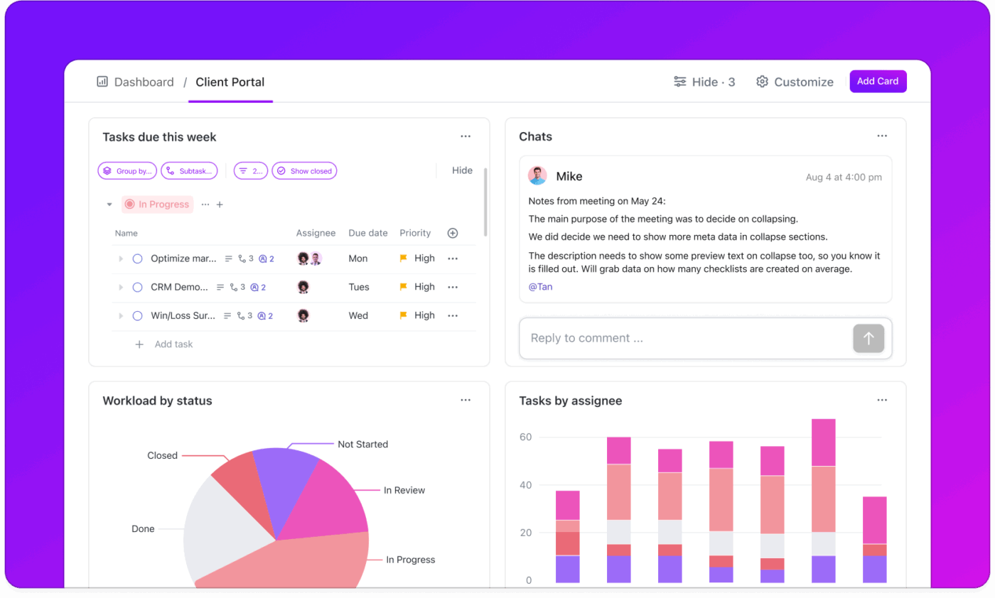 ClickUp Dashboard : how to automate weekly status report with ai