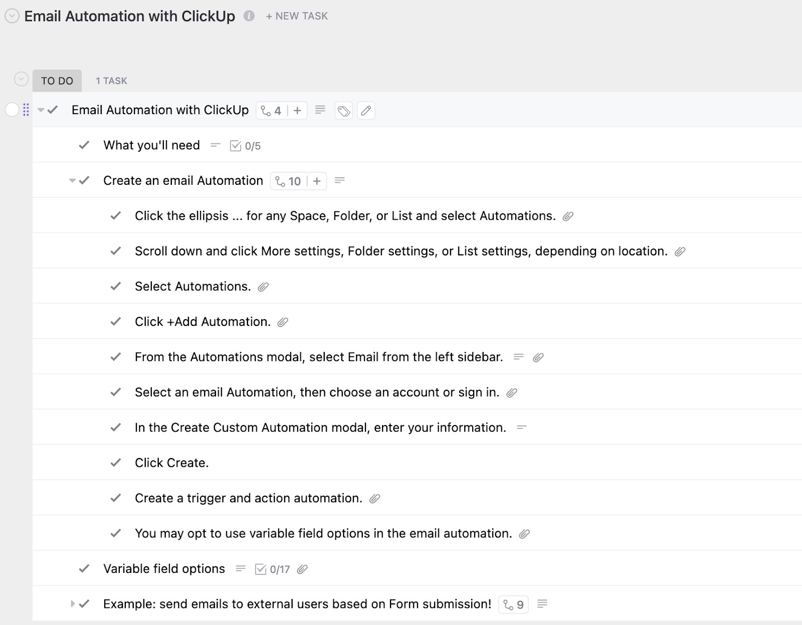 ClickUp Email Automation Template  