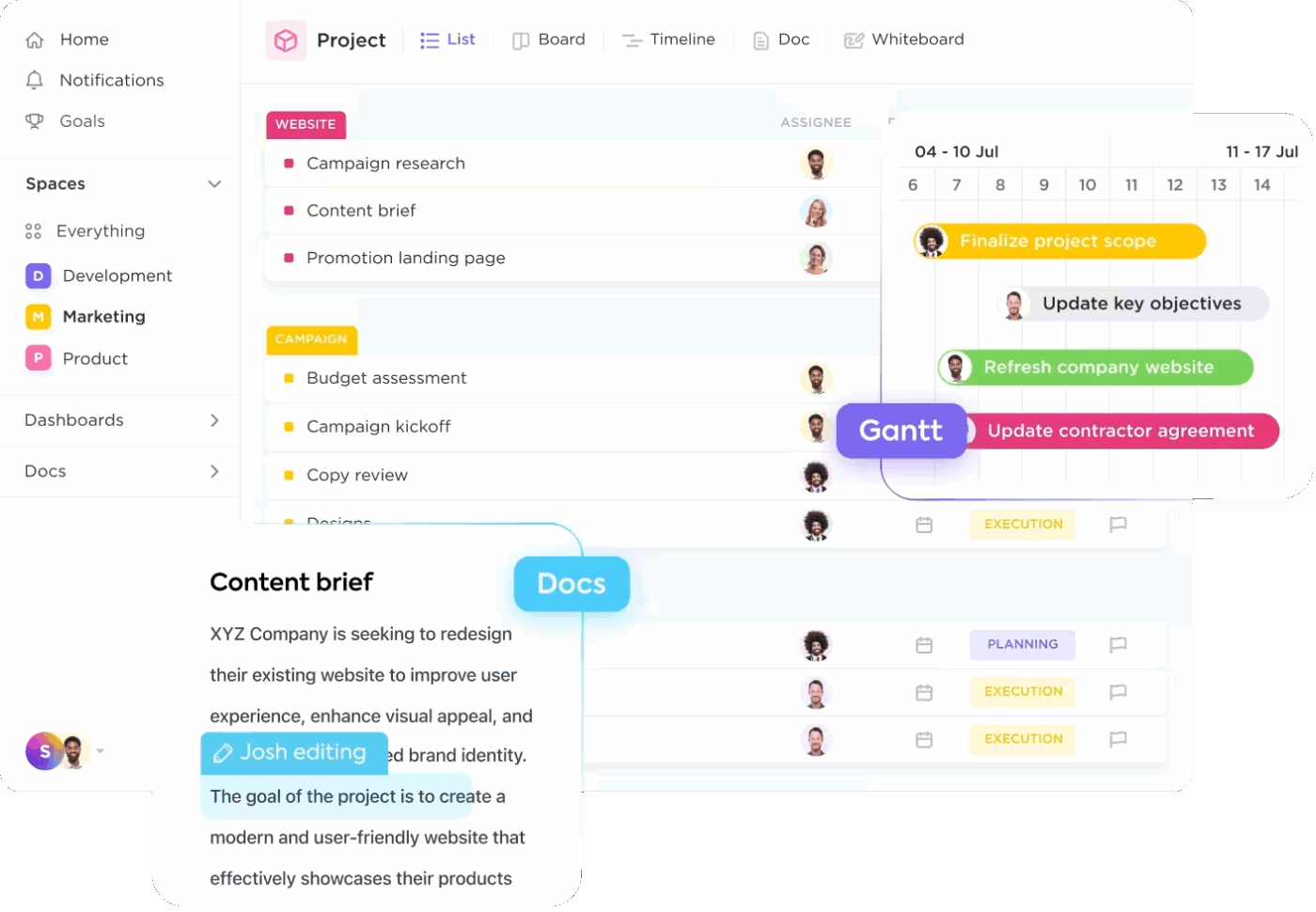 ClickUp for Marketing Project Management : B2B content calendar