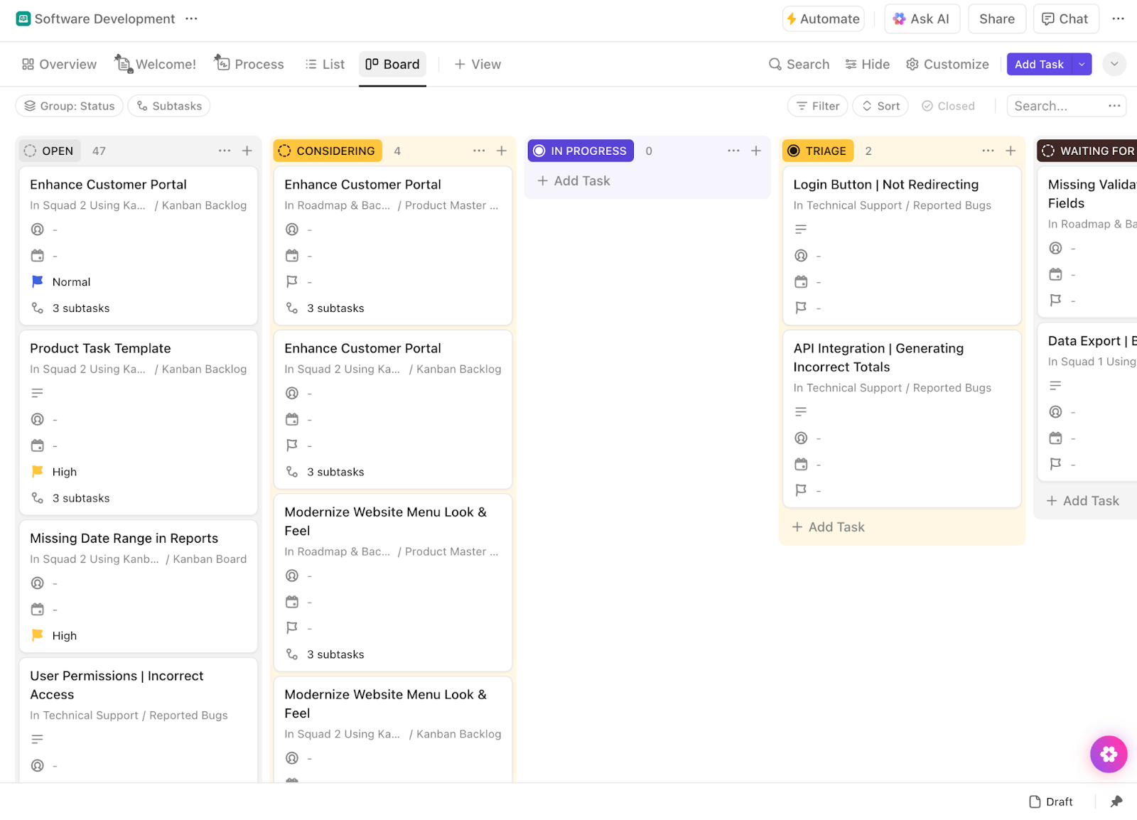 ClickUp Software Development Template
