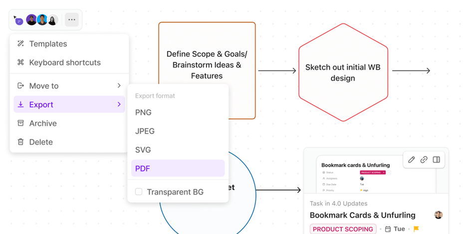 ClickUp Whiteboards: ai agents for designers