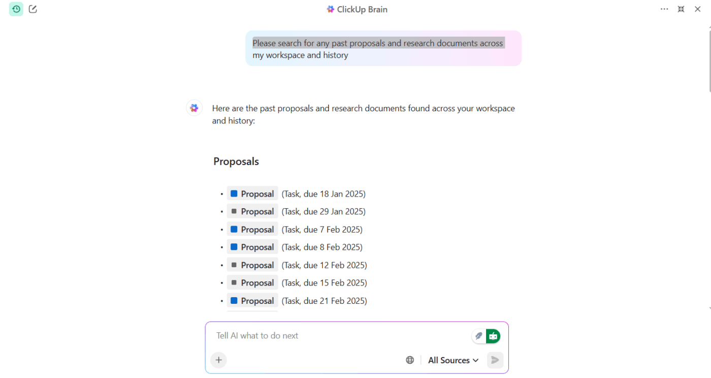 ClickUp Brain : Organize content calendar by campaign
