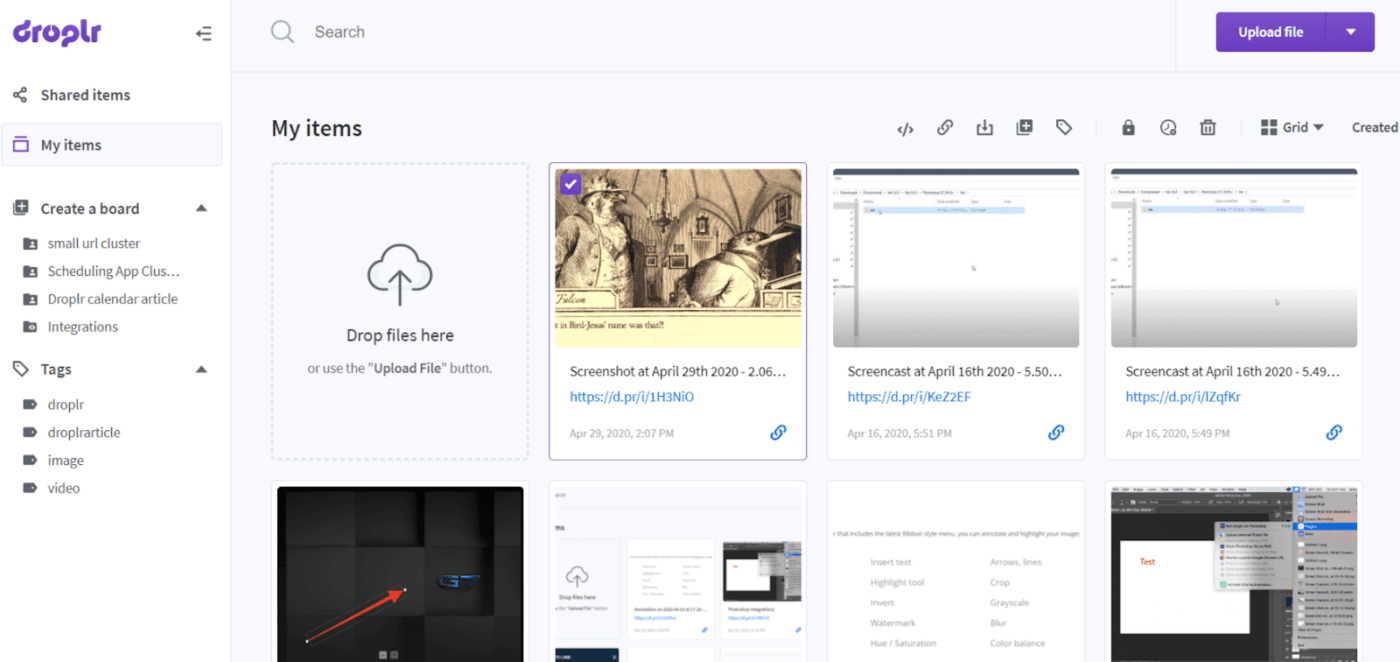 Droplr Dashboard : Greenshot Alternative
