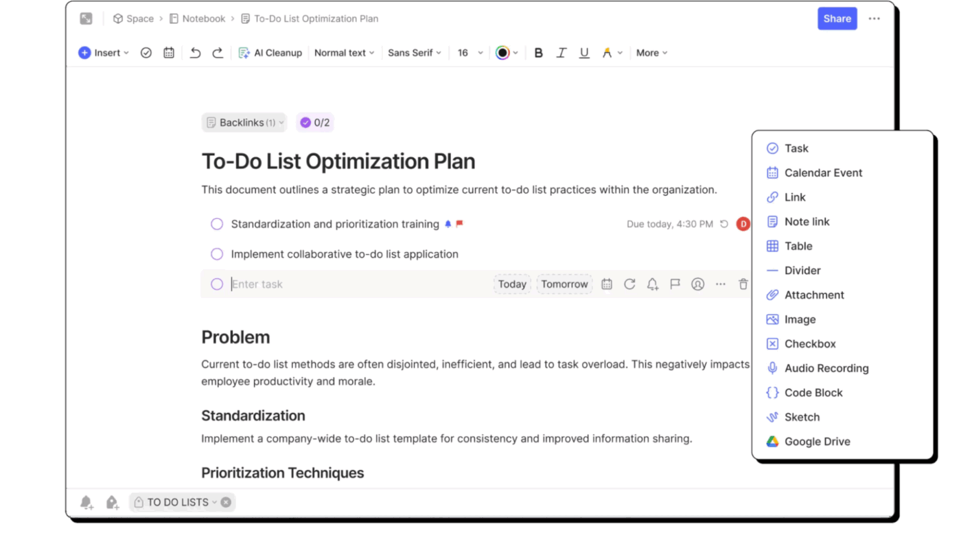 Evernote Dashboard : Google Keep Alternative