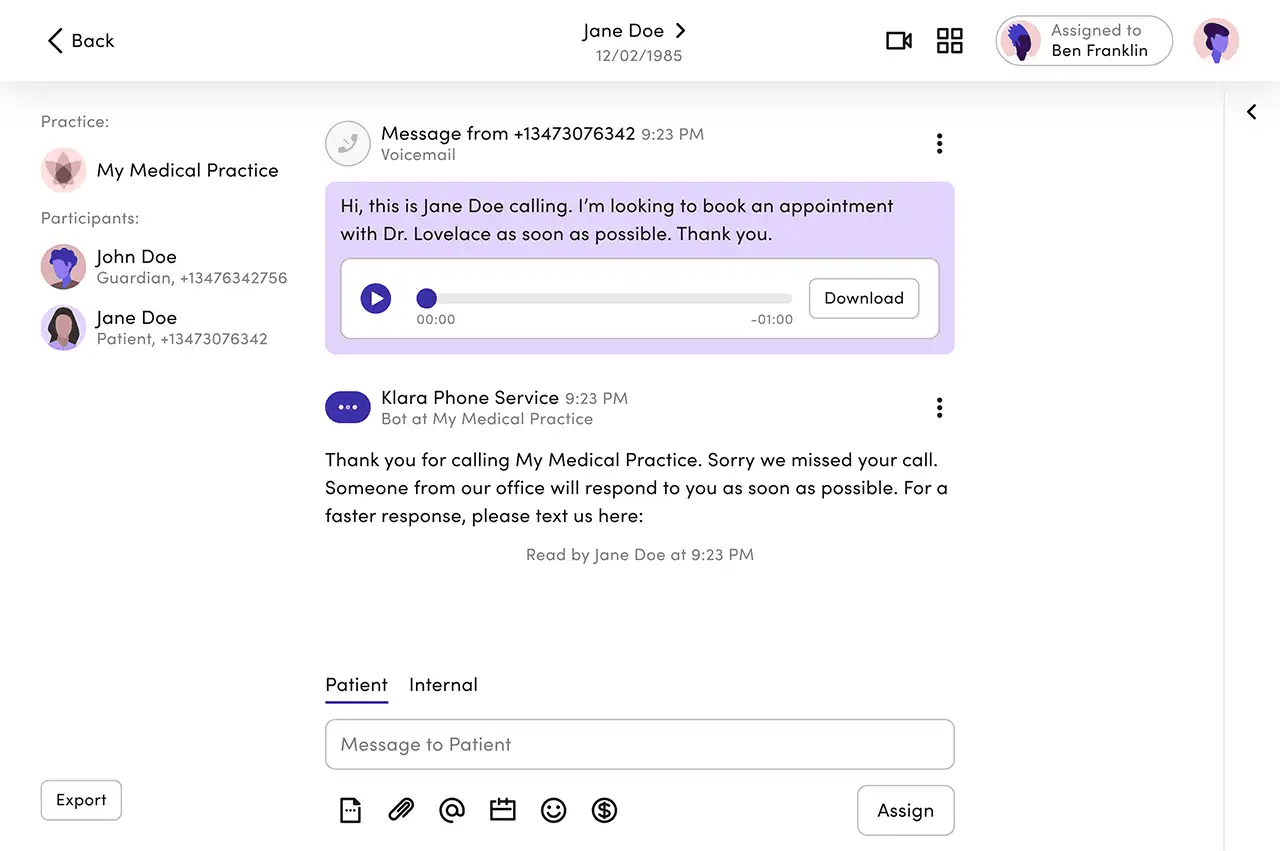 Klara : HIPAA Compliant Chat
