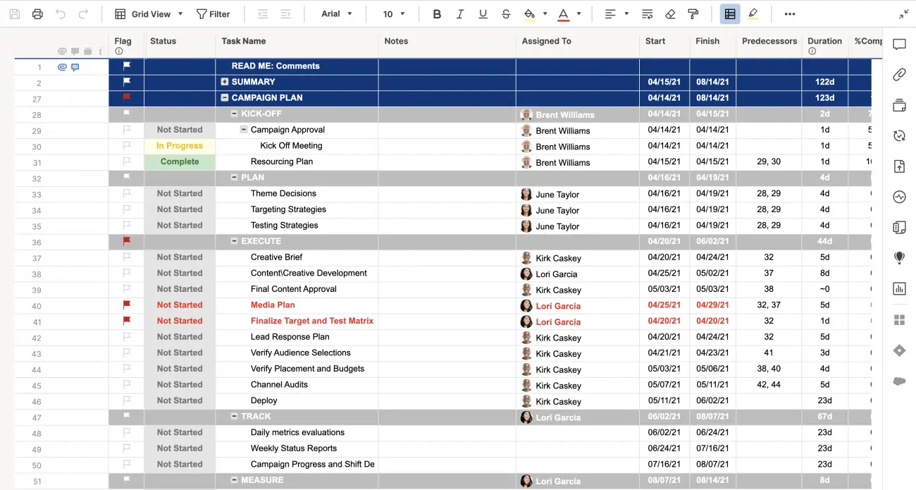 Marketing Campaign Plan Template: Smartsheet templates