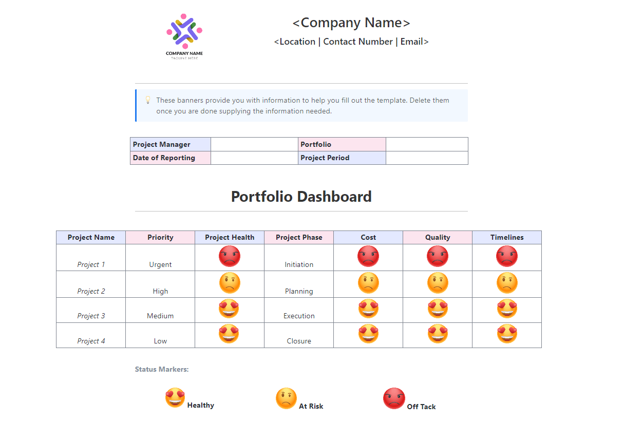ClickUp Multiple Project Status Report Template