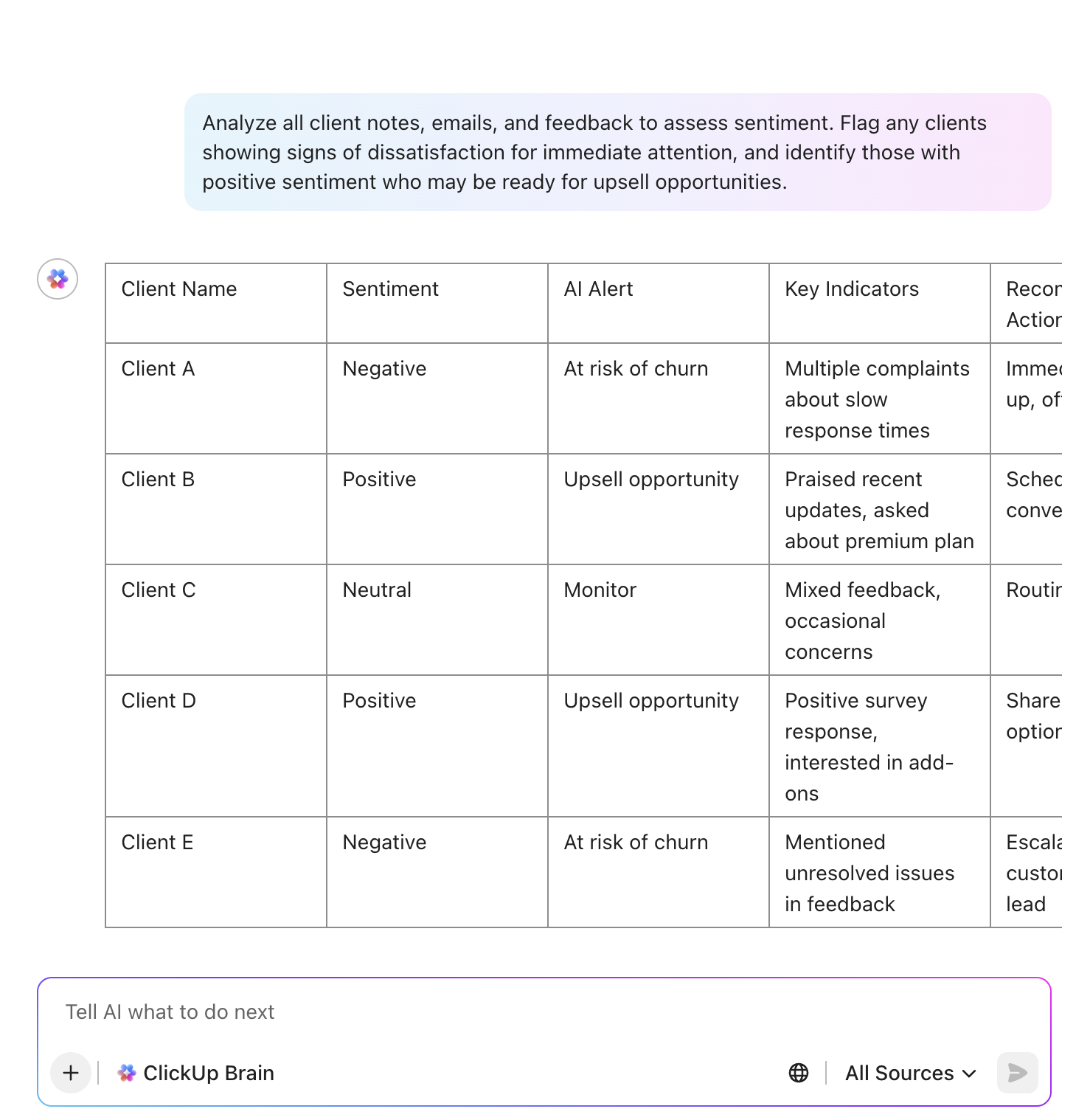 ClickUp Brain : crm requirements template