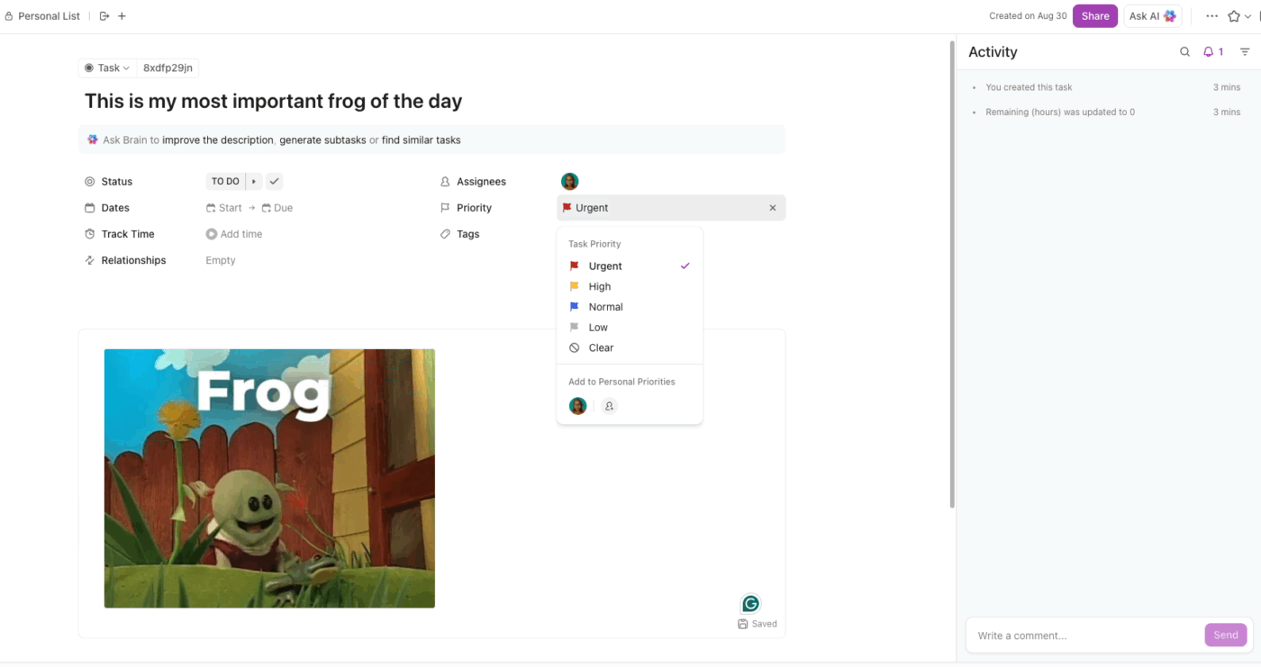 ClickUp Tasks_Eat the frog