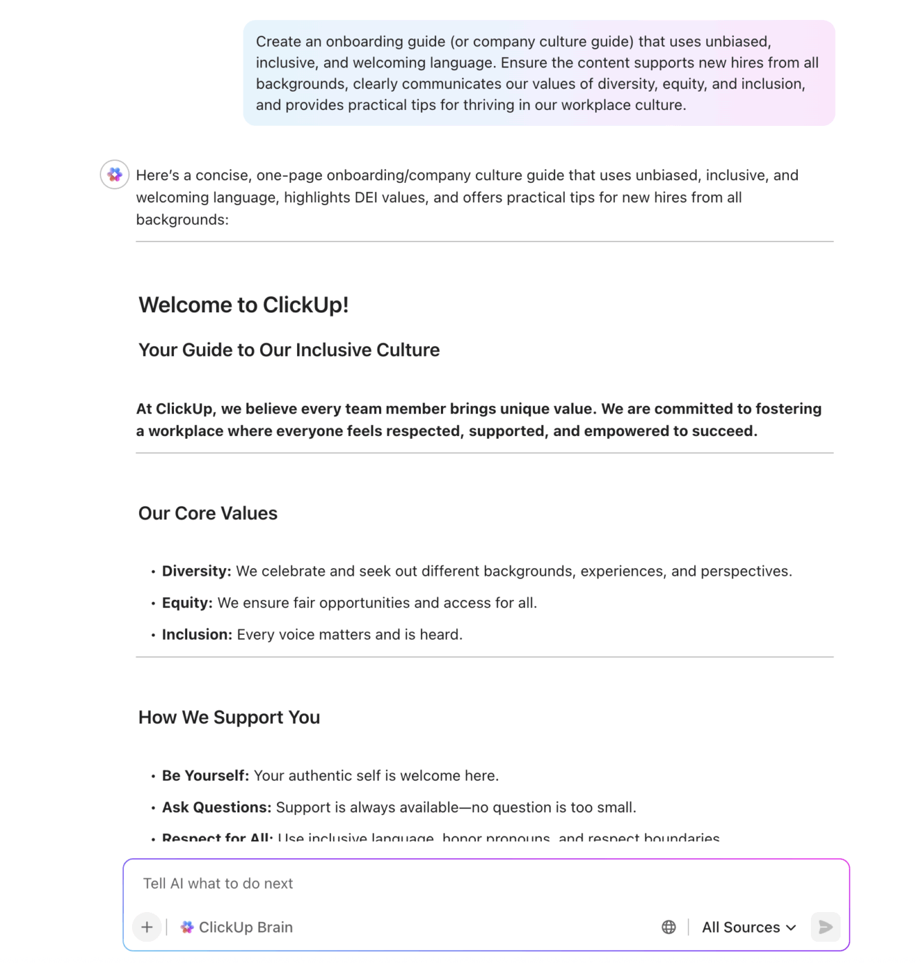 ClickUp Brain for ERG