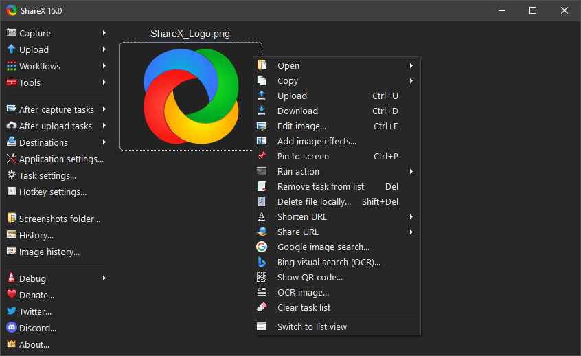 ShareX Dashboard : Greenshot Alternative