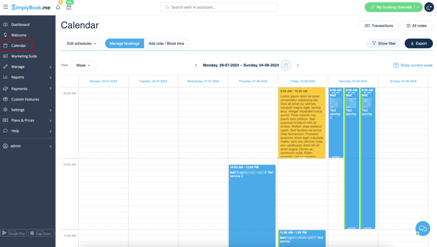 SimplyBook.me Dashboard