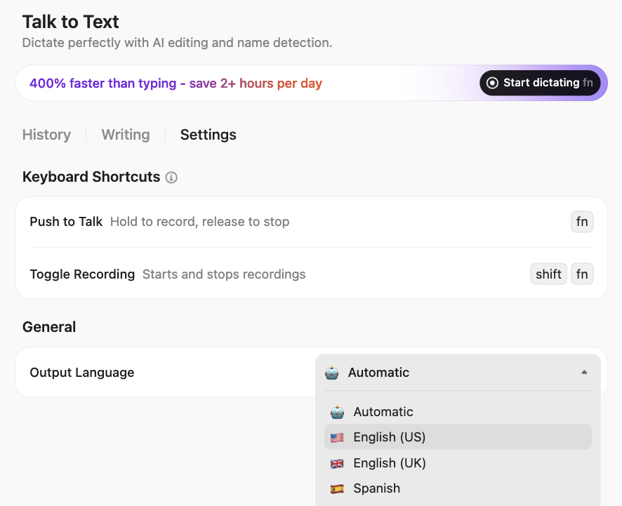 ClickUp Brain Max talk to text feature helps you save time and make your work easier