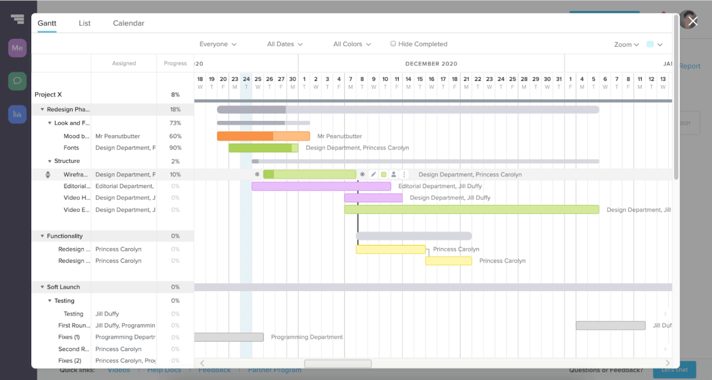TeamGantt : free construction project management software