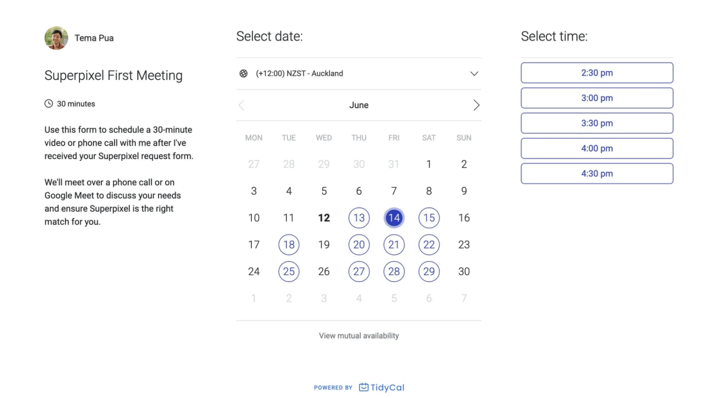 TidyCal Dashboard : Timetap Alternatives