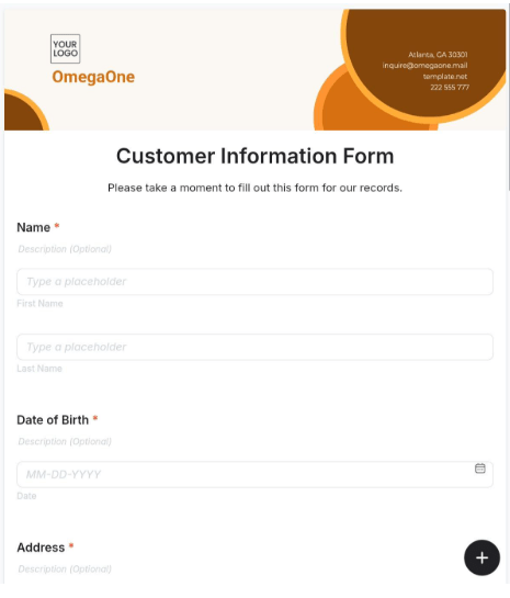 Müşteri Bilgileri Formu Şablonu: Template.Net tarafından hazırlanan Müşteri Bilgileri Formu Şablonu