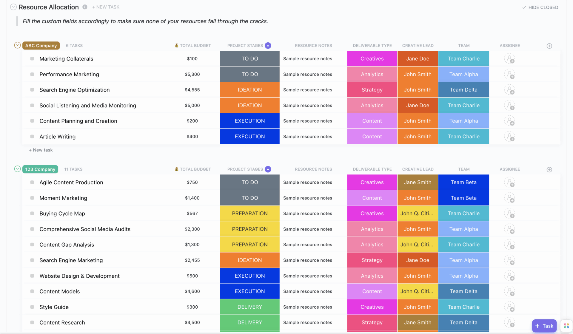 ClickUp Resource Allocation Template