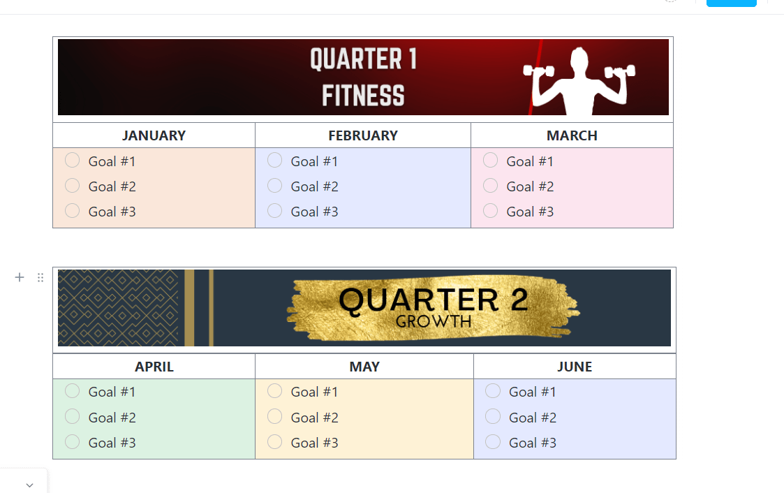Notion Goals Template: ClickUp Annual Goals Template