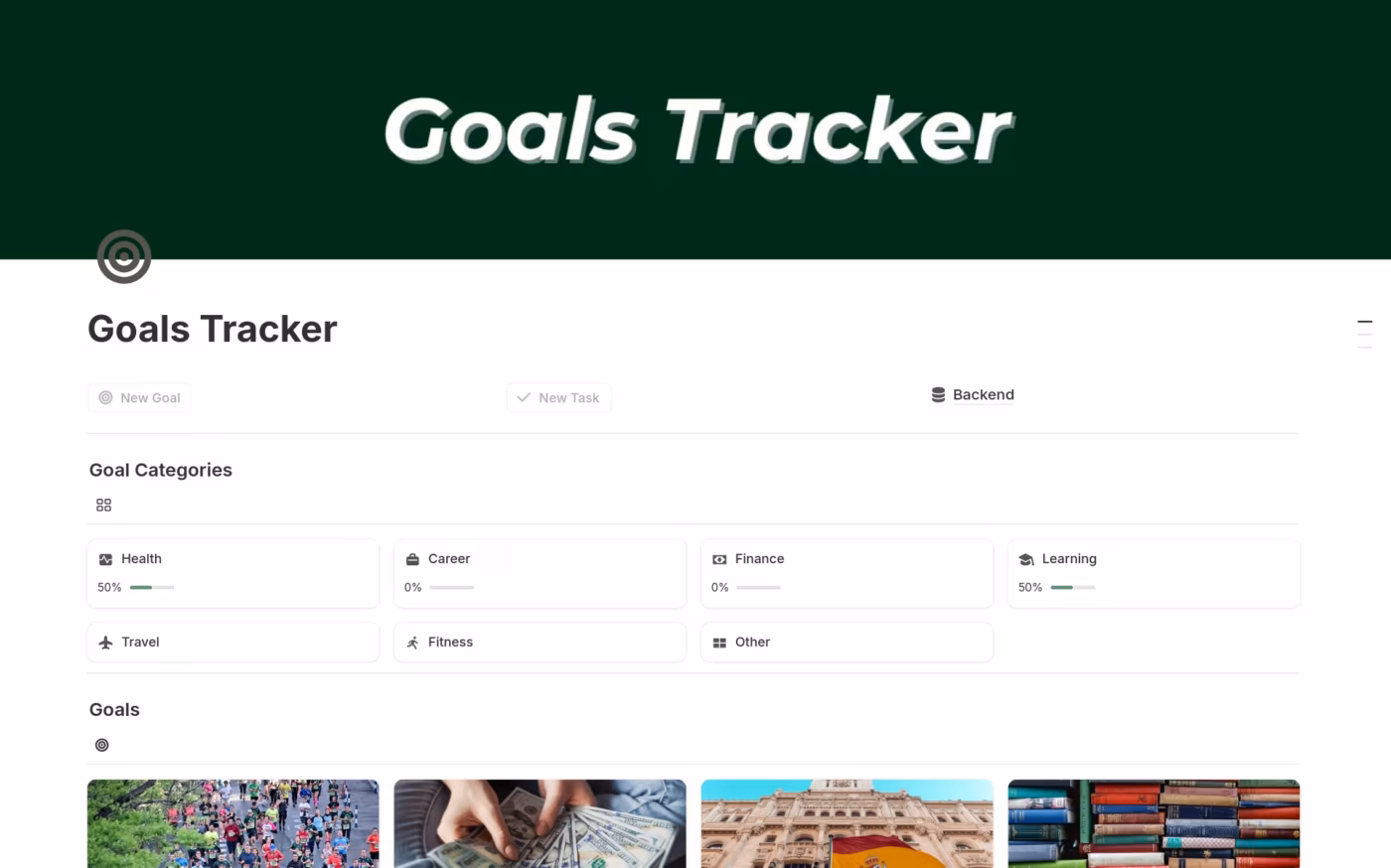 Notion Goals Template: Goals Tracker Template by Notion