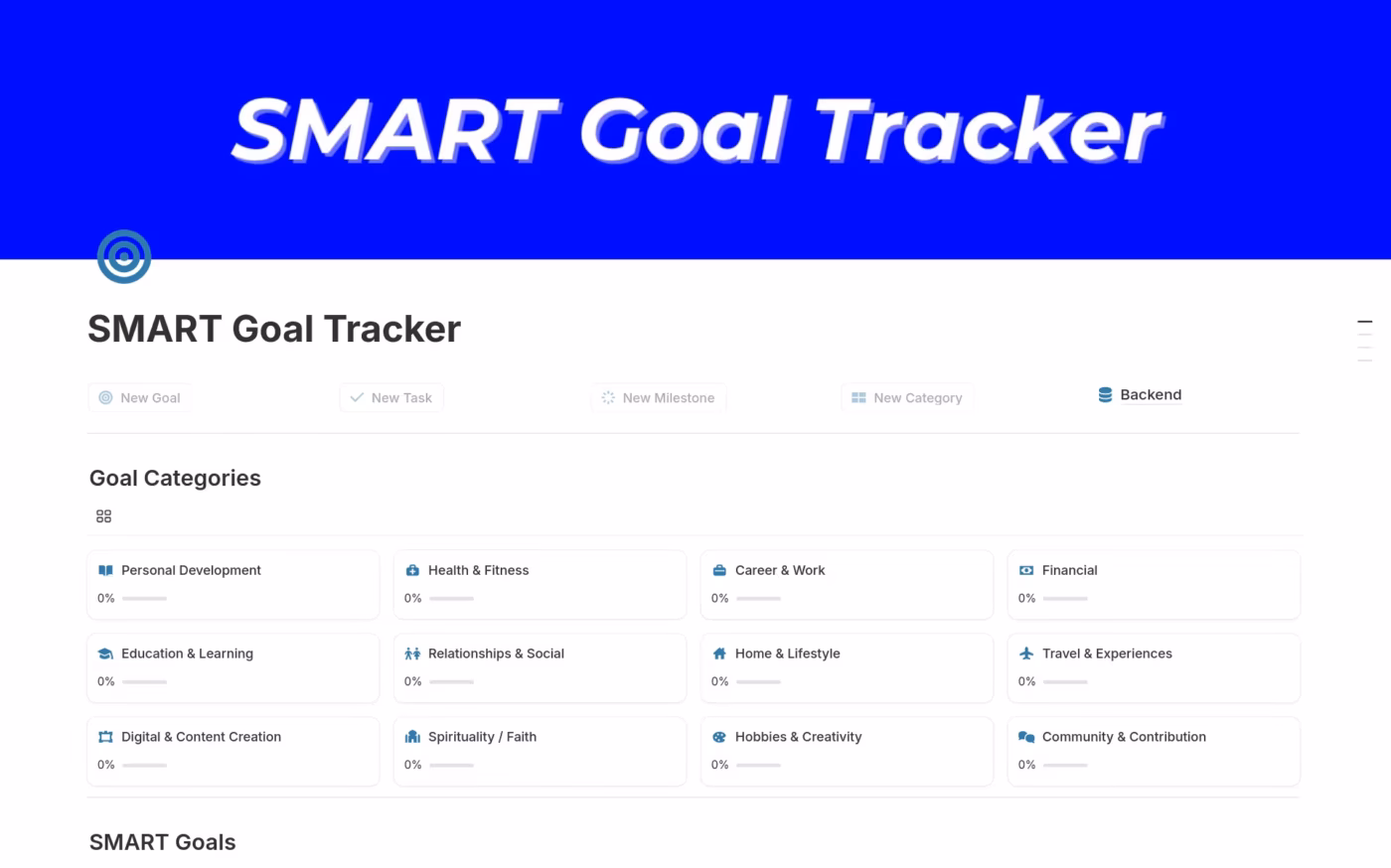 SMART Goal Tracker Template by Notion