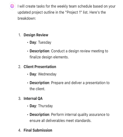Create weekly schedules based on your tasks with ClickUp Brain
