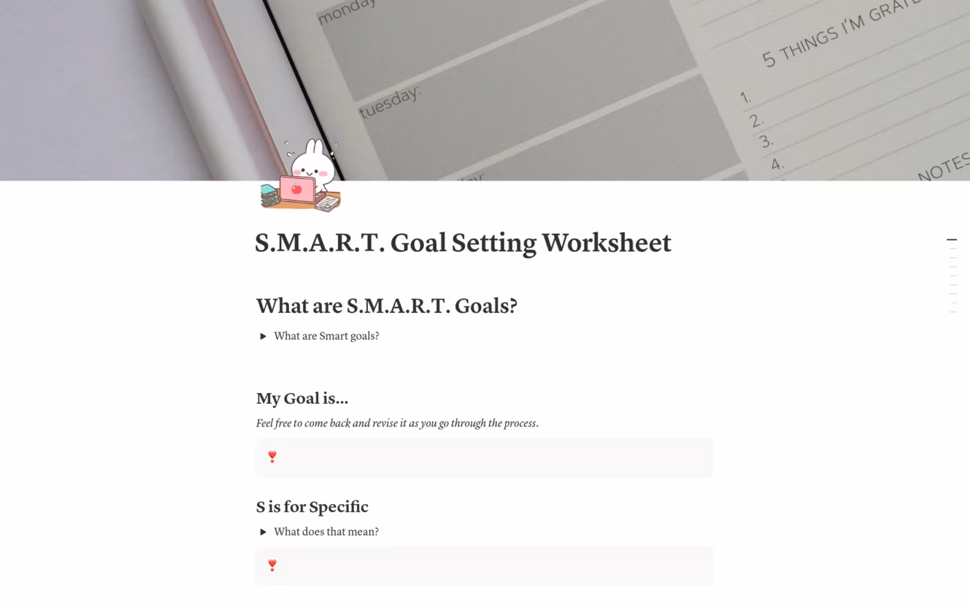 Goal Setting Template by Notion