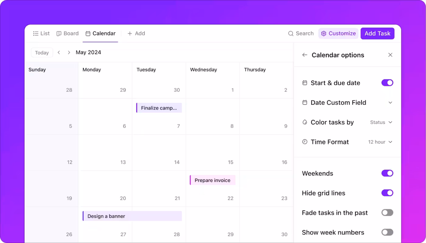 ClickUp Calendar View: Content Calendar Software 