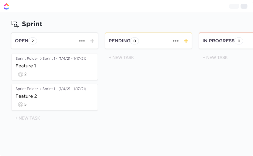 ClickUp Simple Sprints Kanban Template