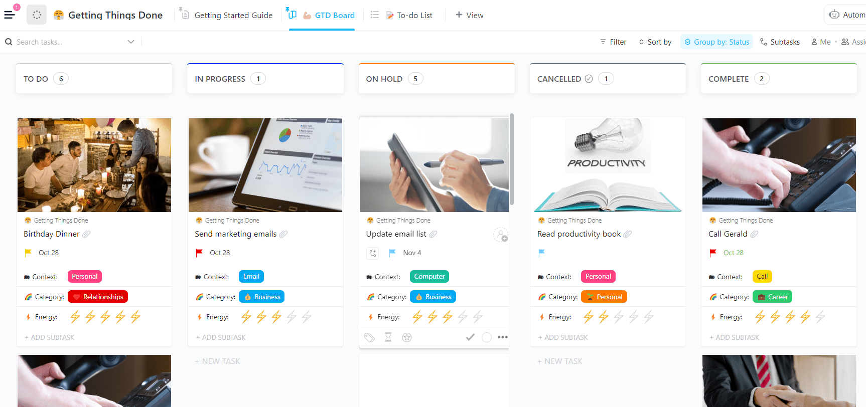 Asana Kanban Template: ClickUp Getting Things Done Template
