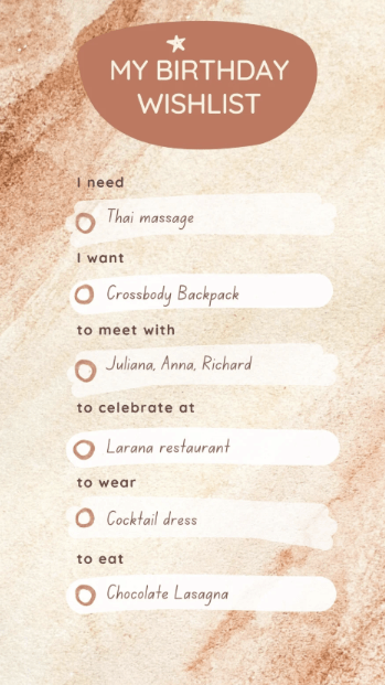 Birthday Wishlist Instagram Story Template by Canva