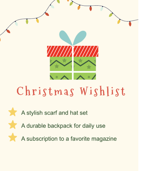 Wishlist Template: Christmas Wish List Template by Template.net