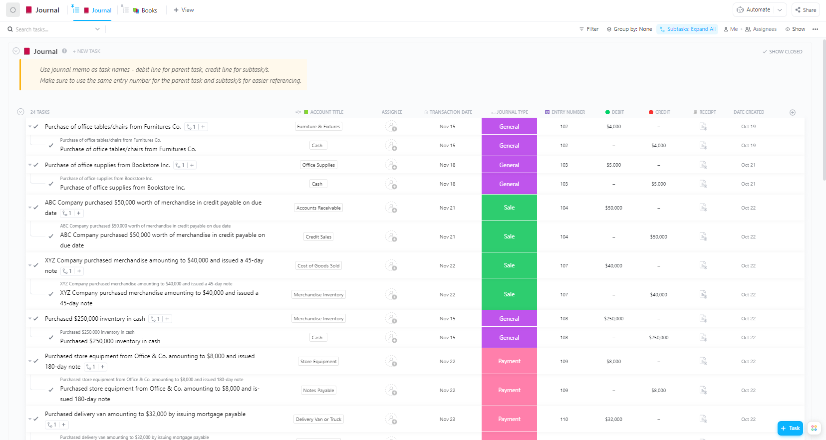 Cash Flow Projection Template: ClickUp Accounting Operations Template
