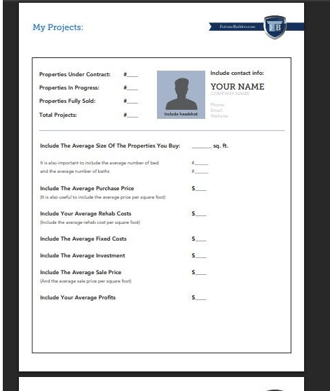 PDF Real Estate Portfolio Template by Fortune Builders