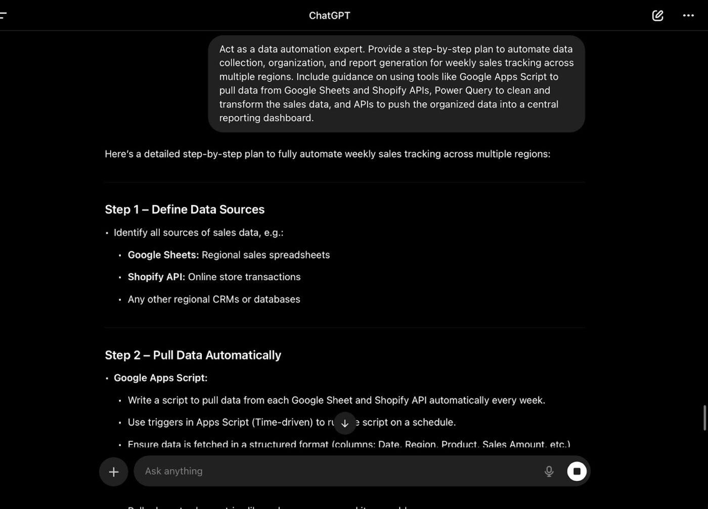 Best prompts to automate workflows in ChatGPT for different scenarios