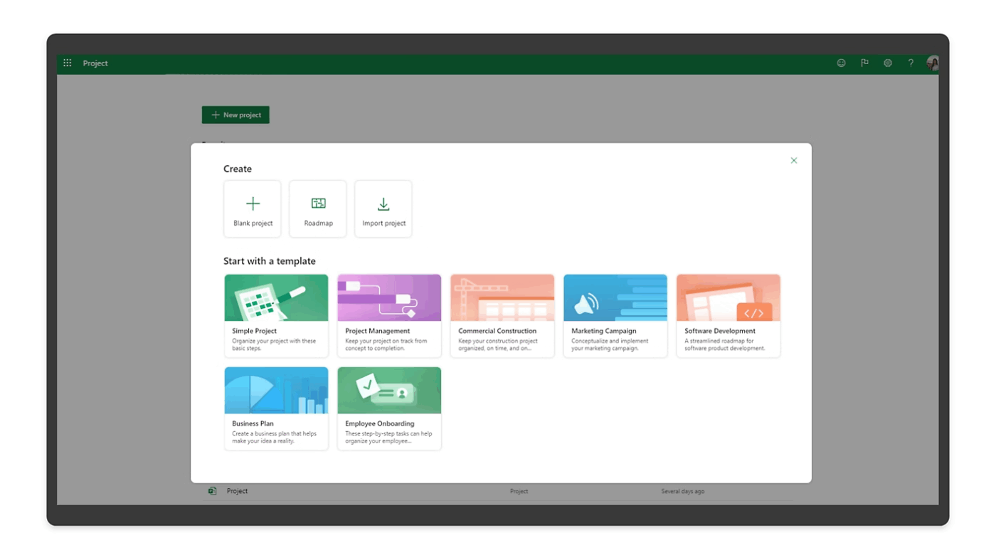 Built-in templates and project scheduling tools