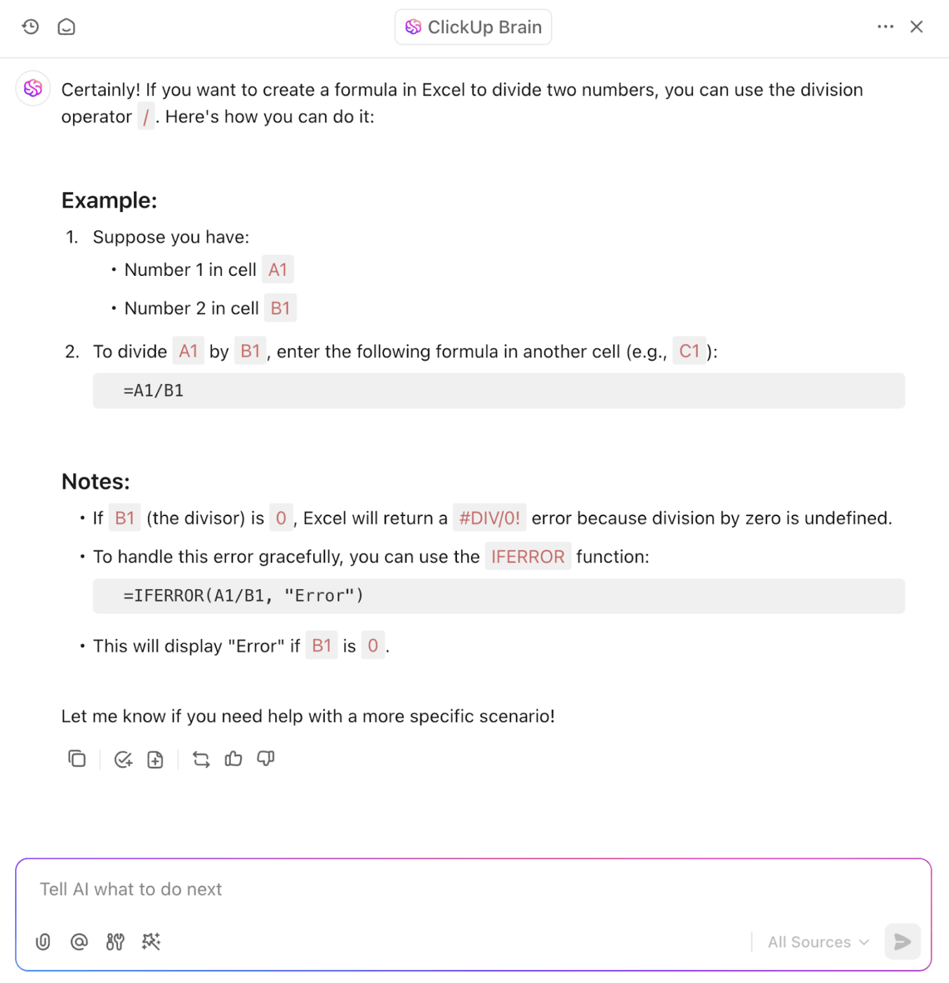 ClickUp Brain: AI Spreadsheet Generator